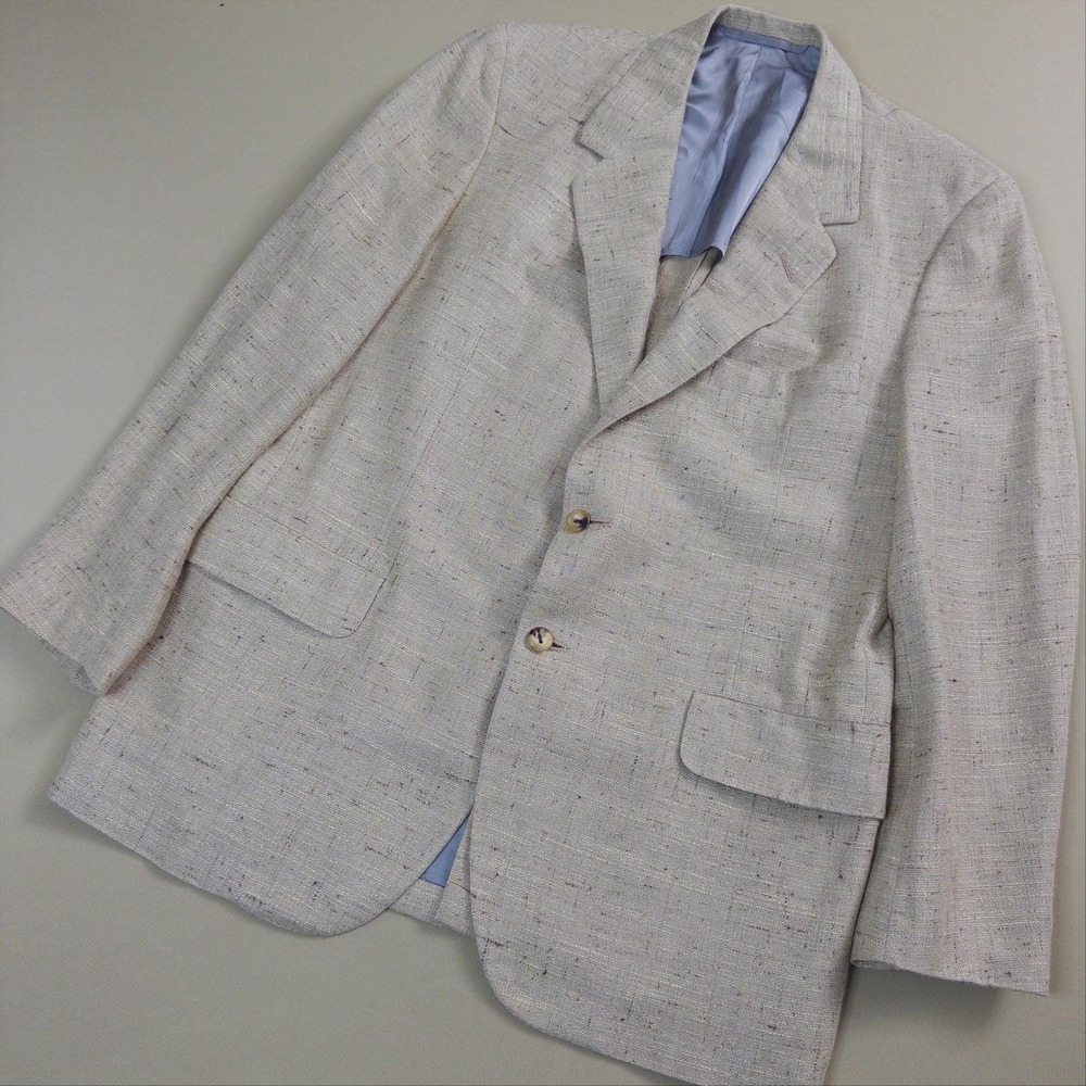 Oxxford Clothes Sport Coat Mens 42 Beige Pure Silk Vintage Neiman Marcus Luxury